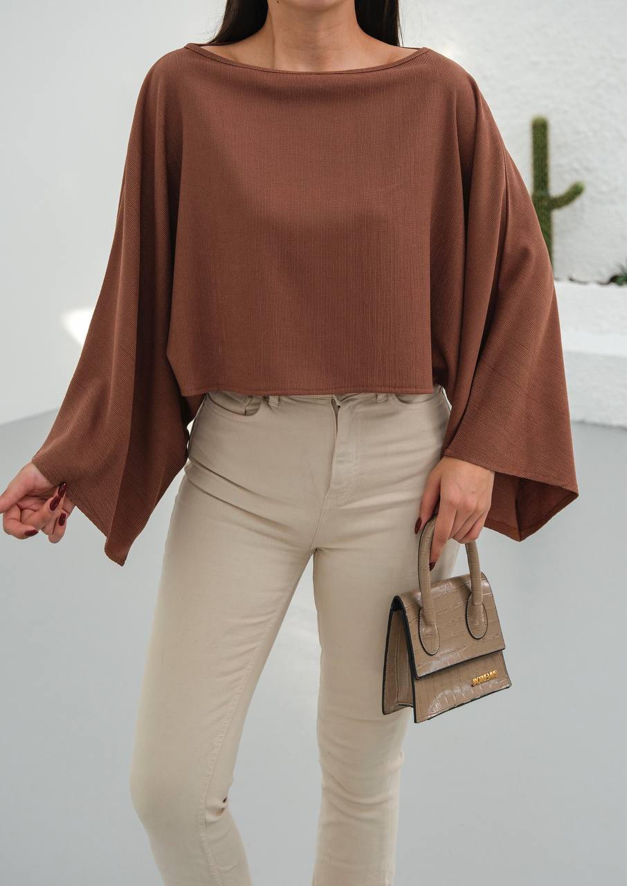 SÜTLÜ KAHVE OVERSIZE BLUZ